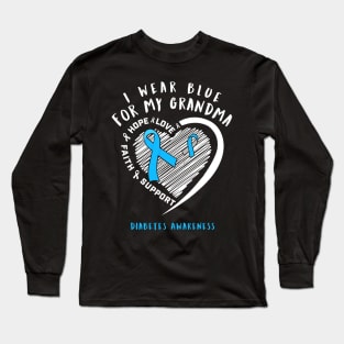 I Wear White For My Grandma Diabetes Awareness Long Sleeve T-Shirt